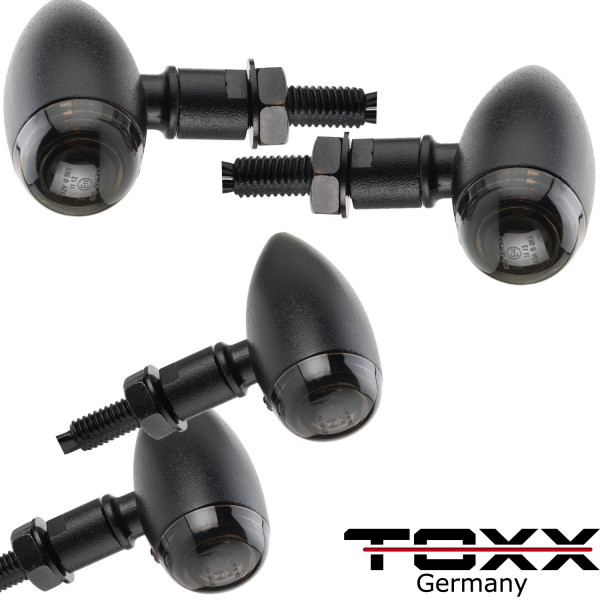 ToXx Halogen Blinker Bullet schwarz getönt 4er Set