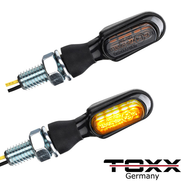 ToXx Motorrad LED Lenkerenden Blinker Schwarz Harley Chopper
